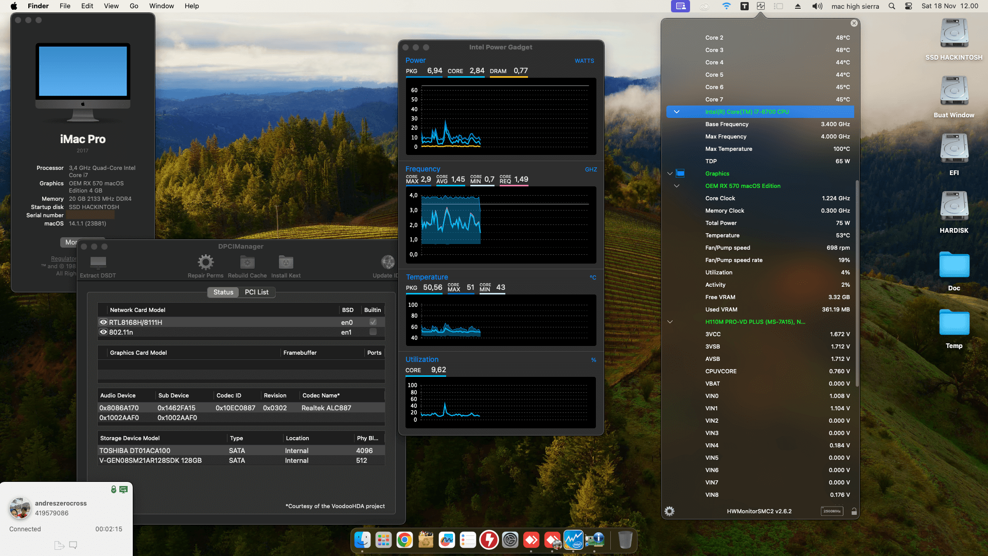 Success Hackintosh macOS Sonoma 14.1.1 Build 23B81 in MSI H110M PRO-VD PLUS + Intel Core i7 6700 + OEM RX 570